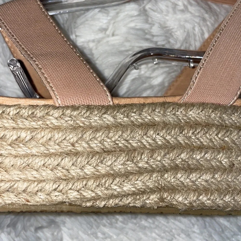 Lulus Wedged Sandals Sz 8.5 Pale Pink with braided Wedge